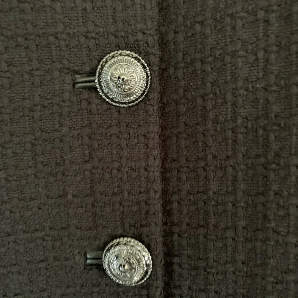 White House Black Market Black Boot Skirt Silver Buttons Cotton Women Size 14